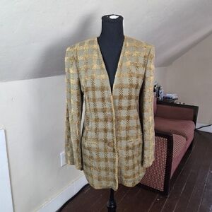 VTG Giorgio Armani Le Collezioni Blazer Made in Italy  Gold Check – Fits Small